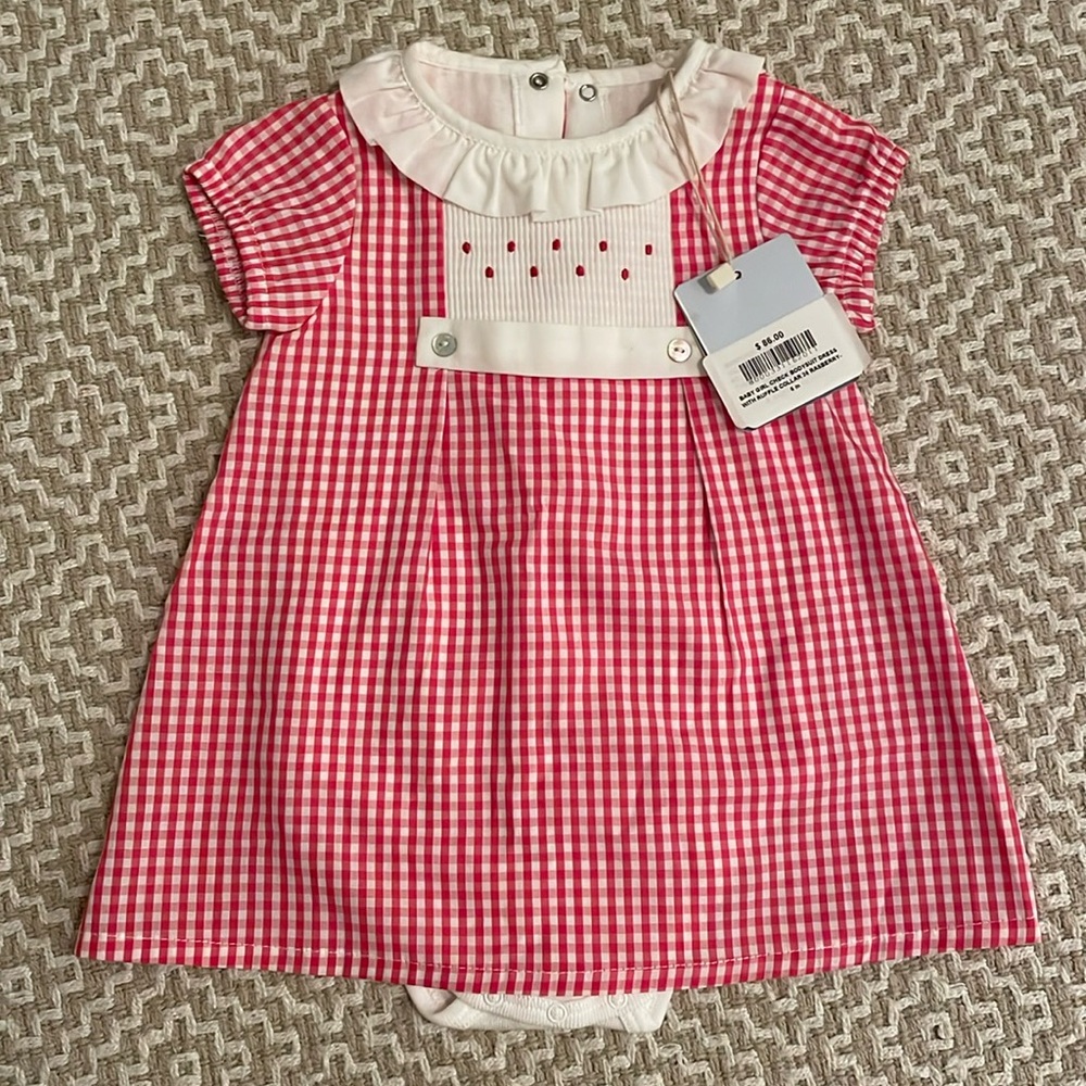NWT Laranjinha Gingham Smocked Dress